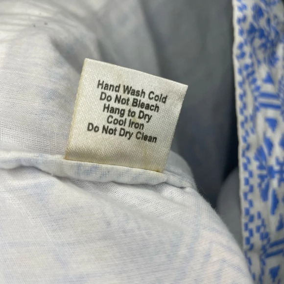 Bella Tu Embellished Embroidered Boho Dress Size XS Blue White Pink Preppy - Picture 8 of 9